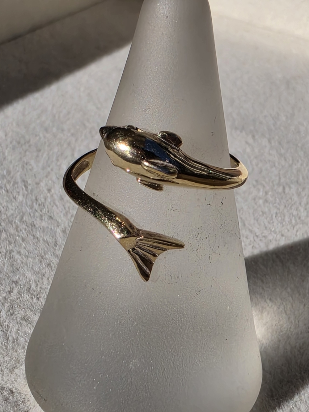 Lauren G Adams Gold Plated Sterling Silver Dolphin Wrap Adjustable Ring • 1.44g